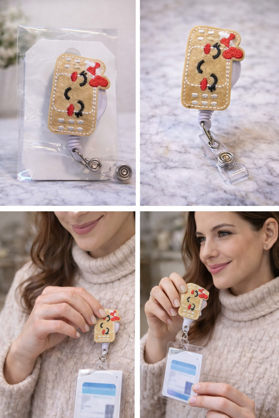 Cute Bandage Badge Reel – Retractable ID Holder – NEW